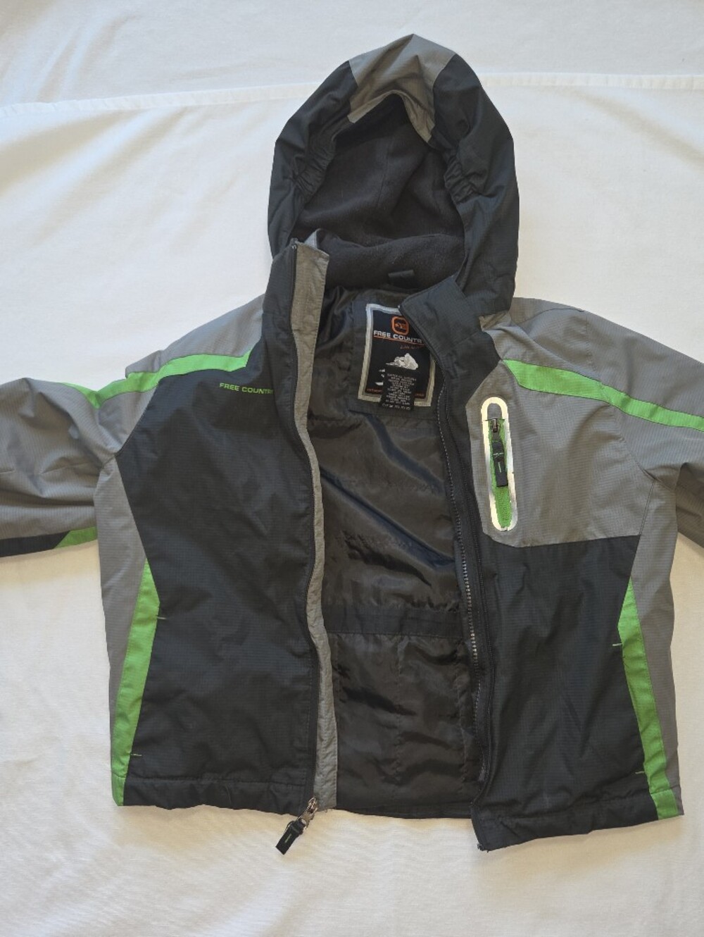 Kids Hooded 3 In 1 Winter Jacket - Gray & Green